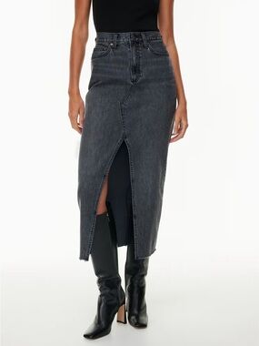 Aritzia Denim Forum The '90s Vintage Maxi Long Denim Jean Skirt Grey Size 28